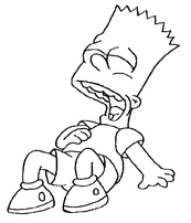 coloriage bart simpson mord de rire